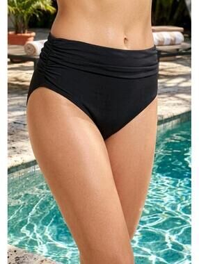Magicsuit Womens Black High Waist Ruched Bikini Swim Bottoms Size 16 New NWT